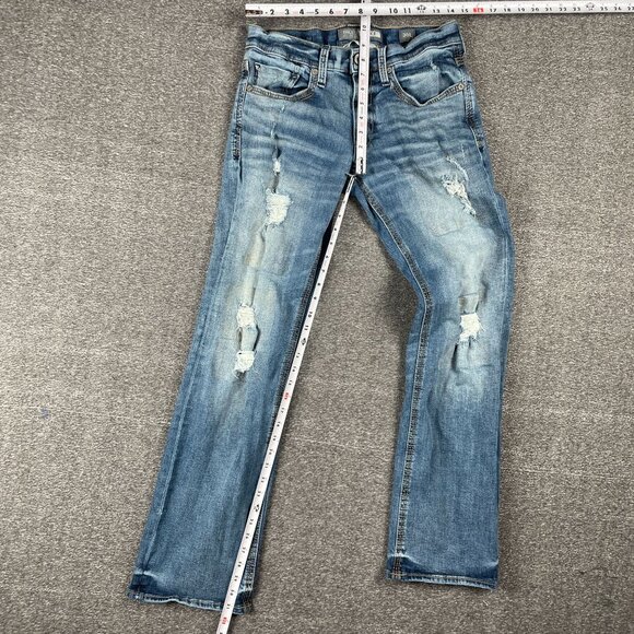 BKE Jake Jeans Mens 30L Loose Baggy Distressed Faded Grunge Ripped Torn Trashed - Picture 9 of 14